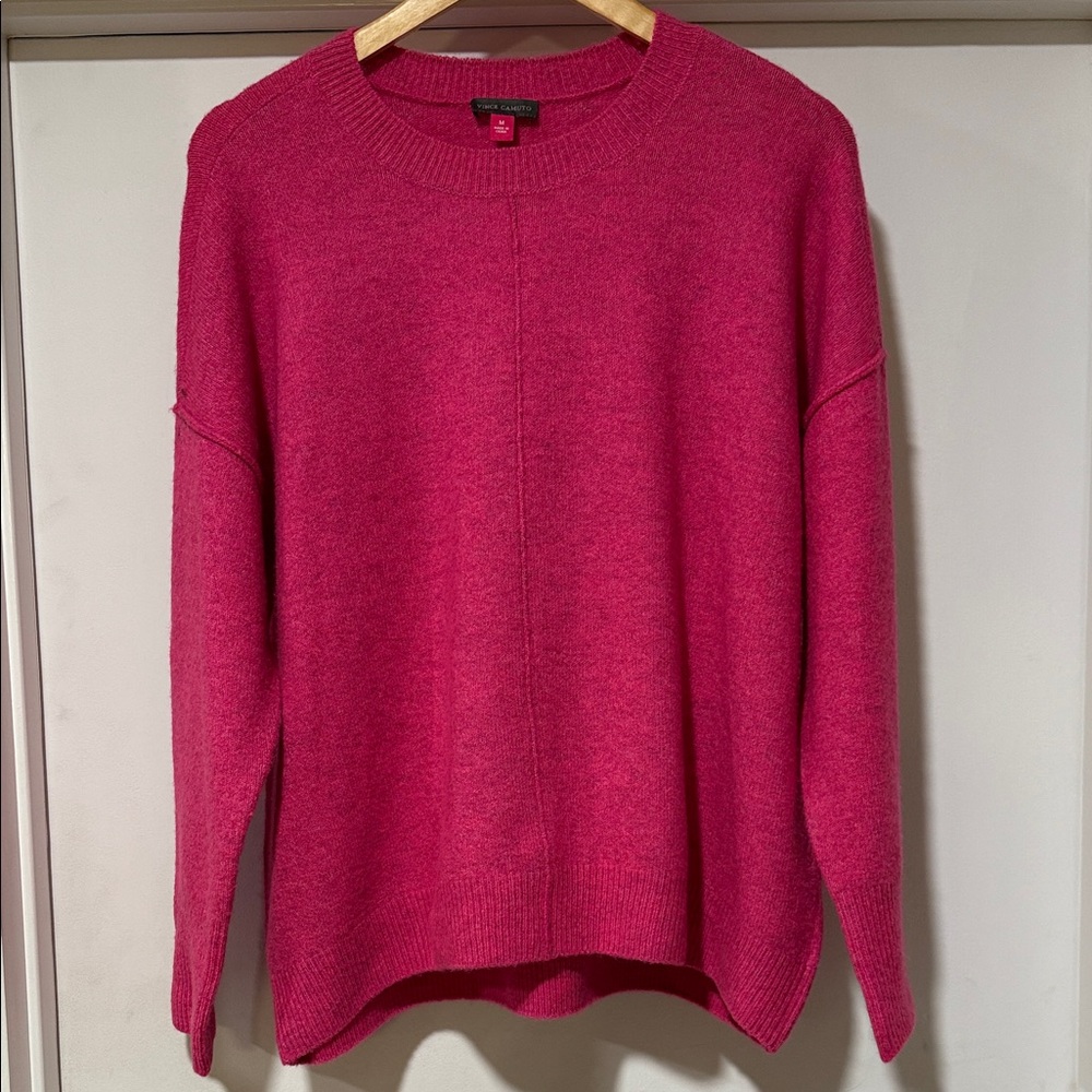 Vince Camuto Pink Cozy Crewneck Long-Sleeve Extend-Shoulder Sweater Size M